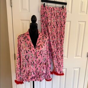 Simply Southern Pink Pajama Set with Red Accents Satin